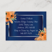 Hübsche Orange-Blume für Navy Blue - Empfang Begleitkarte (Rückseite)