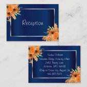 Hübsche Orange-Blume für Navy Blue - Empfang Begleitkarte (Vorne/Hinten)
