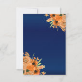 Hübsche Orange-Blume Save the Date auf Navy Blue (Rückseite)