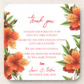 Hübsche Orange Blume Trendy Floral Wedding Getränkeuntersetzer (Vorderseite)