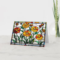 Hübsche orange Gartenblumen Buntglas