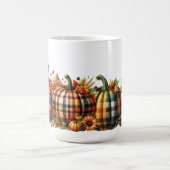 HÜBSCHE ORANGE & GRÜNE KARIERTE FALL PUMPKINS KAFFEETASSE (Mittel)