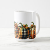 HÜBSCHE ORANGE & GRÜNE KARIERTE FALL PUMPKINS KAFFEETASSE (VorderseiteRechts)
