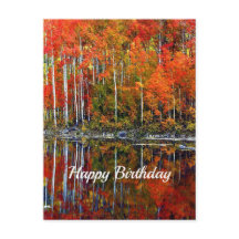 Hübsche orange Herbstbäume Reflexion Geburtstag