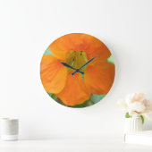 Hübsche Orange Nasturtium Blume Wall Clock Große Wanduhr (Zuhause)
