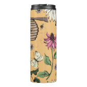 Hübsche Orange Queen Bee & Gold Crown Floral Thermosbecher (Rückseite)