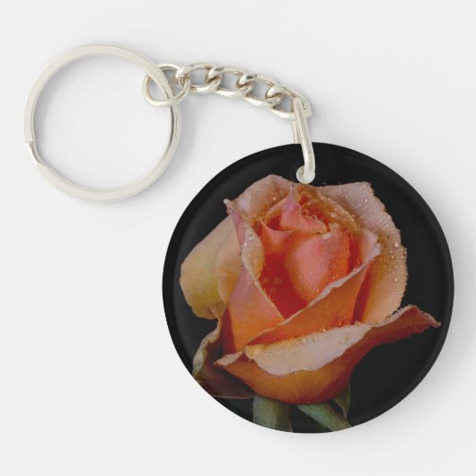 Hübsche Orange-Rose Schlüsselanhänger (Vorderseite)