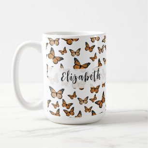 Hübsche orange Schmetterlinge mit eigenem Namen  Kaffeetasse