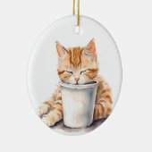 HÜBSCHE ORANGE TABBY KITTEN SCHLAFEN AUF CUP KERAMIK ORNAMENT (Rechts)