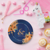 Hübsche orangefarbene Blume für Navy Blue Pappteller (Party)