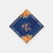 Hübsche orangefarbene Blume für Navy Blue Serviette (Ecke)