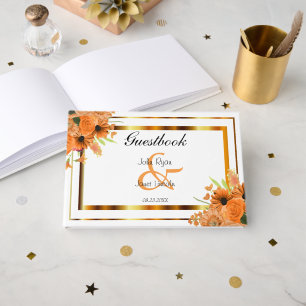 Hübsche orangefarbene Blumen auf Weiß - Gästebuch