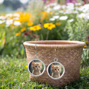 Hübsche Orangefarbene Katze im Wald Ohrringe