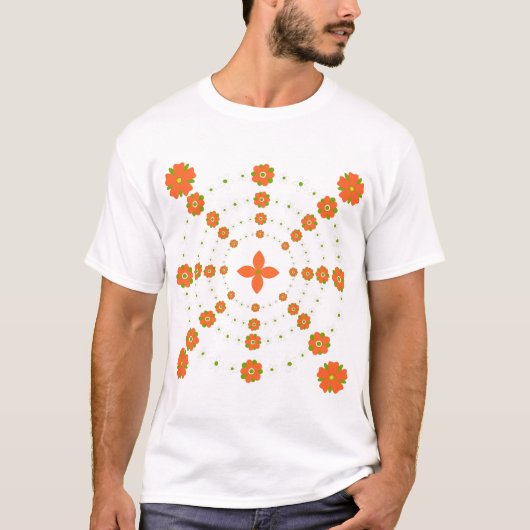 Hübsche Orangen- und Grüngarten-Blume Weihnachten T-Shirt (Vorderseite)