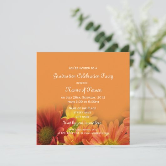 hübsche Orangenblüten Blume Abschluss Einladung (Stehend Vorderseite)