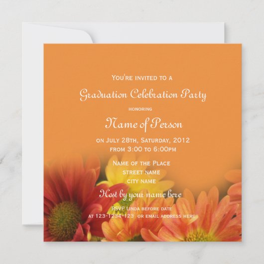 hübsche Orangenblüten Blume Abschluss Einladung (Vorderseite)