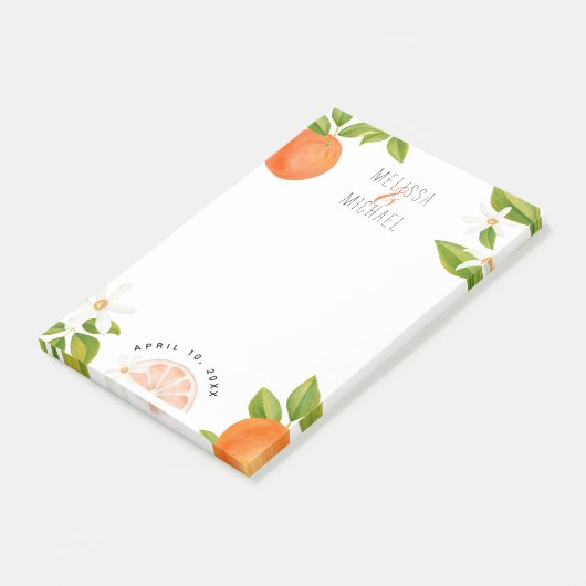 Hübsche Orangenblüten Zitrusfrüchte Hochzeit Post-it Klebezettel (angewinkelt)