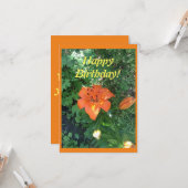 Hübsche Orangenlilie Geburtstag Karte (Vorderseite/Rückseite Beispiel)