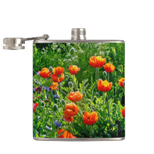 Hübsche Orangenmohn Flachmann