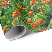 Hübsche Orangenmohn Geschenkpapier (Rolleneckpunkt)