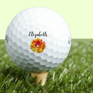 Hübsche Orangensaft-Blume mit individuelle Name-Da Golfball