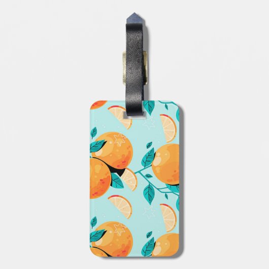 Hübsche Orangenzitrone Gepäckanhänger (Rückseite vertikal)