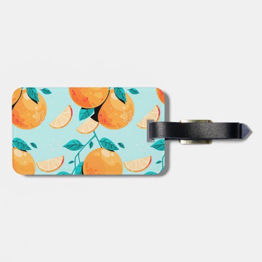 Hübsche Orangenzitrone Gepäckanhänger (Rückseite horizontal)