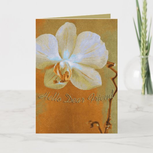 Hübsche Orchidee in Farbtönen orangefarbener Kunst Karte (Vorderseite)