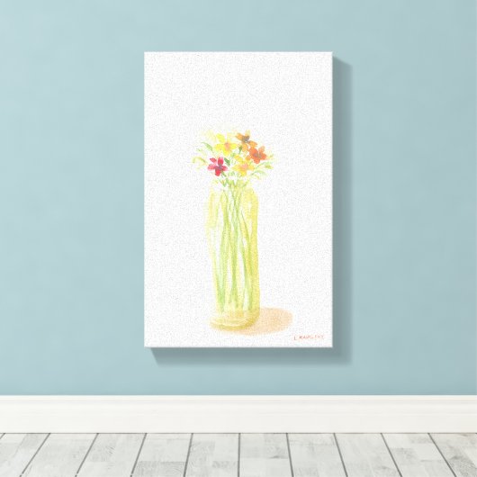 Hübsche originale Blume auf der Leinwand (Insitu (Holzboden))