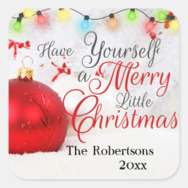Hübsche Ornamente Merry Little Christmas Custom Quadratischer Aufkleber