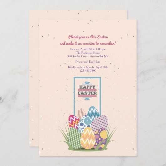 Hübsche Ostereier Einladung (Vorne/Hinten)