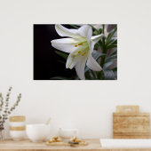 Hübsche Osterlilie-Blume in Schwarz Poster (Küche)