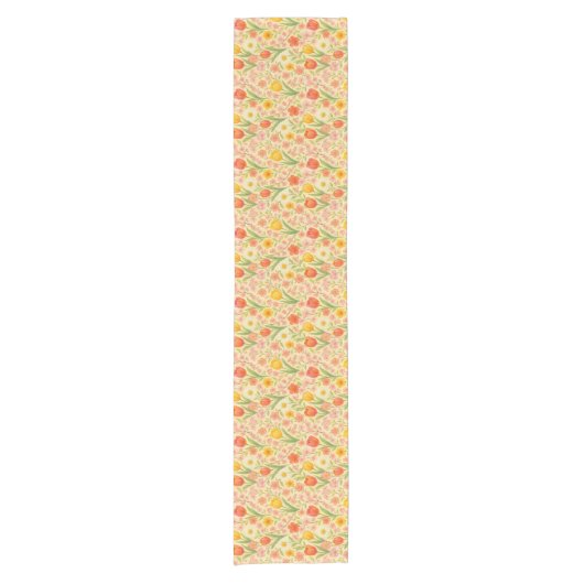 Hübsche Ostern-/Frühjahrs-Blumenmuster Kurzer Tischläufer (Vorderseite)