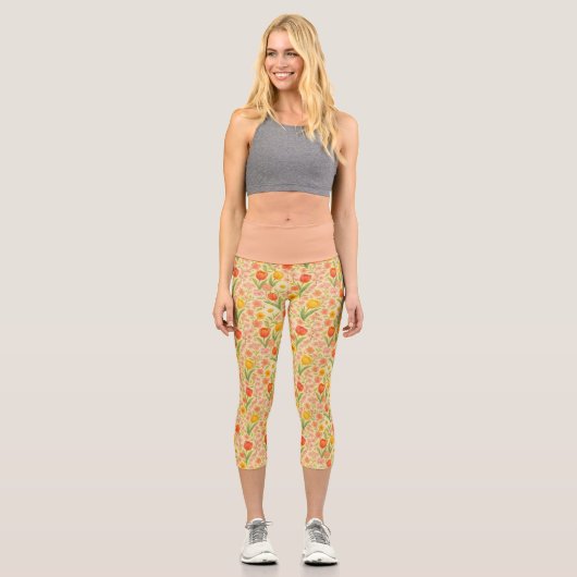 Hübsche Ostern-/Frühjahrsblumen Capri Leggings (Vorderseite)