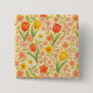 Hübsche Ostern-/Frühjahrsblumenmuster Button