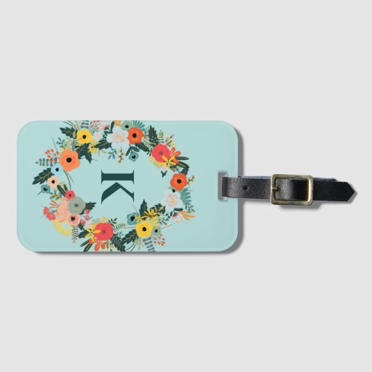 Hübsche Oval Kranz Monogramm Gepäckanhänger (Vorderseite (Horizontal))