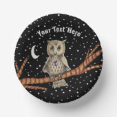 Hübsche Owl Crystal Necklace Moon Stars Schwarz Pappteller (Vorderseite)