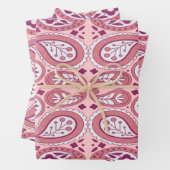 Hübsche Paisley-Muster-Farbtöne in rosa weißer Blu Geschenkpapier Set (Beispiel)