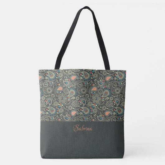 Hübsche Paisley-Tasche mit Monogramm Tasche (Vorderseite)