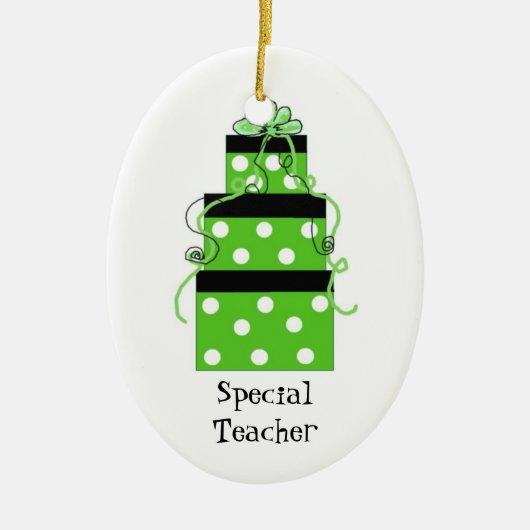 Hübsche Pakete für einen Sonderlehrer Keramikornament (Vorne)