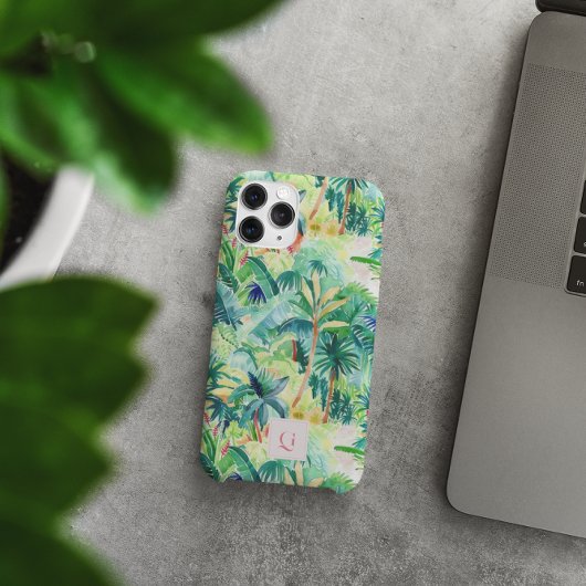 Hübsche Palmen Grünflächen | Anfangsmonogramm Case-Mate iPhone Hülle
