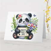 Hübsche Panda Bären Mütter Tageskarte Karte (Gelbe Blume)