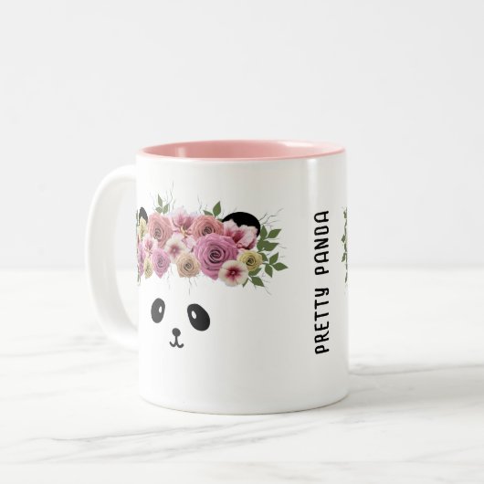 Hübsche Panda Bärenmädchen Niedlich Personalisiert Zweifarbige Tasse (Vorderseite Links)