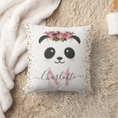 Hübsche Panda floral Monogramm personalisiert Kissen (Decke)