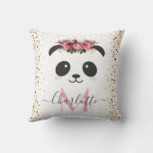 Hübsche Panda floral Monogramm personalisiert Kissen (Rückseite)