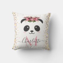 Hübsche Panda floral Monogramm personalisiert