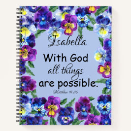 Hübsche Pansy-Blume Christliche Scripting-Geschenk Notizblock