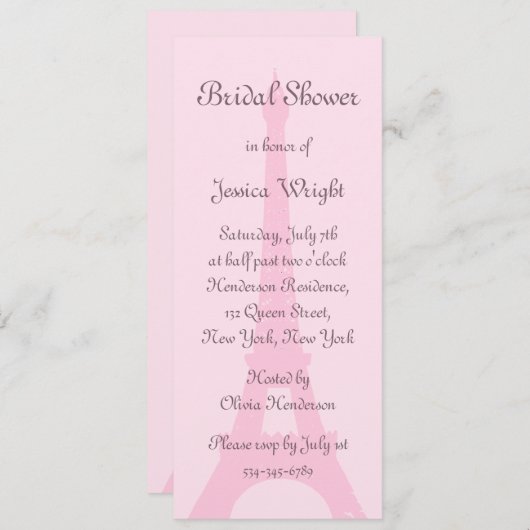 Hübsche Pariser Dusche Einladung (Vorne/Hinten)