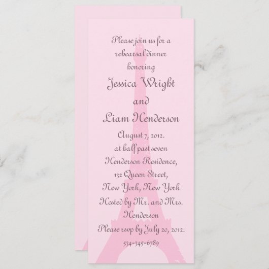 Hübsche Pariser Probe Einladung (Vorne/Hinten)