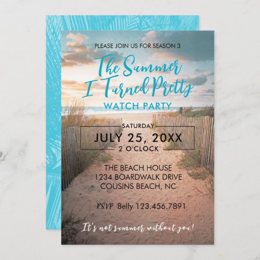 Hübsche Party Einladung der Sommerwache (Vorne/Hinten)